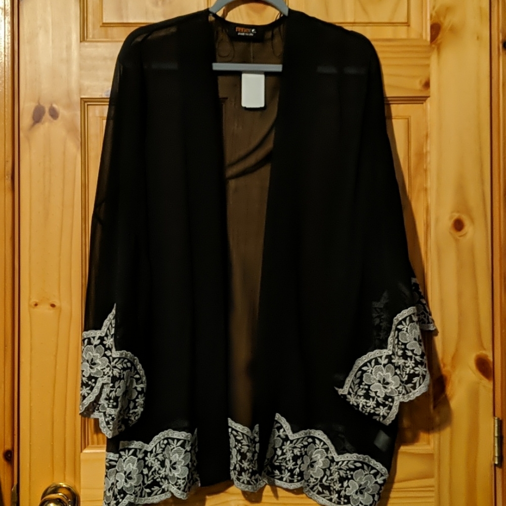 Black sheer kimono